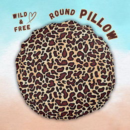 Leopard Skin Brown Cream Pattern - Rond Kussen