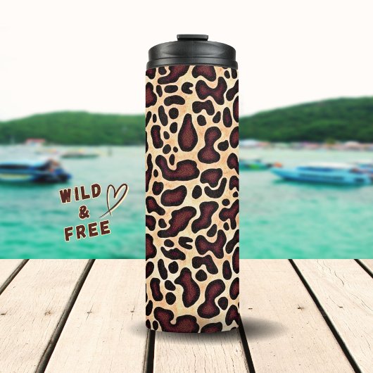 Leopard Skin Brown Cream Pattern - Thermosbeker
