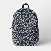 Leopard Skin Denim Grey Blue Pattern - Printed Ba Bedrukte Rugzak (Voorkant)