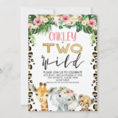 Leopard Skin Floral 2 Wild Birthday Uitnodiging (Voorkant)