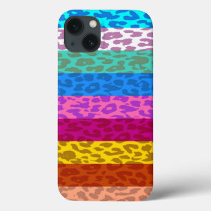 Leopard Skin Multicolor Stripe Patroon 2 iPhone 13 Hoesje