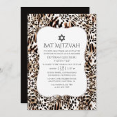 Leopard Skin Pattern Bat Mitzvah Kaart (Voorkant / Achterkant)