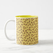 Leopard Skin Pattern on Brown and Golden Beige Tweekleurige Koffiemok (Links)