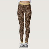 leopard Skin Print Gold Glitter Girly Chic Leggings (Voorkant)