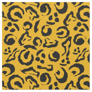Leopard Skin Print Mustard Yellow Black Camouflage Stof