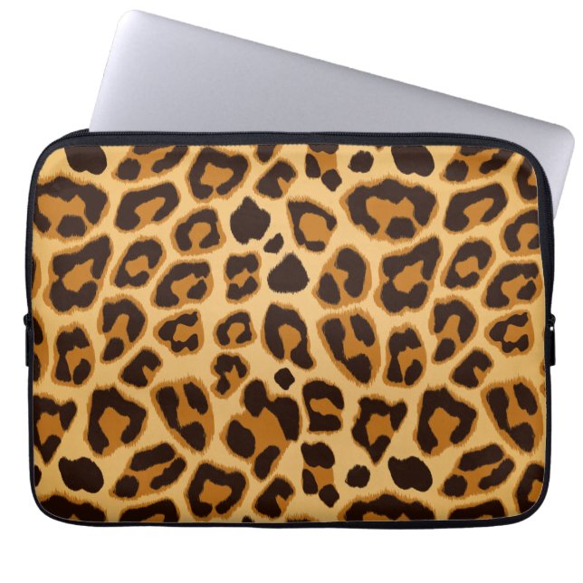 Leopard Skin Print Patroon Laptop Sleeve (Voorkant)