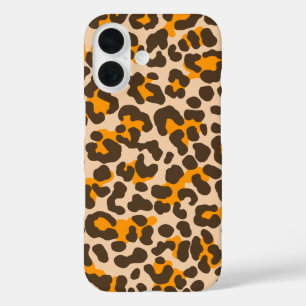 Leopard Skin Print Patroon Mosterd Geel Bruin iPhone 16 Hoesje