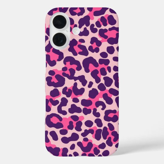 Leopard Skin Print Pattern Royal Paarse Roze Case-Mate iPhone Case (Achterkant)