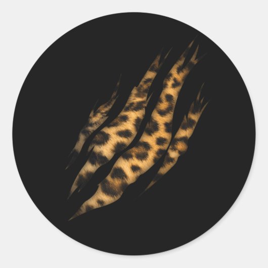 Leopard Skin Print Torn Claw Ronde Sticker (Voorkant)