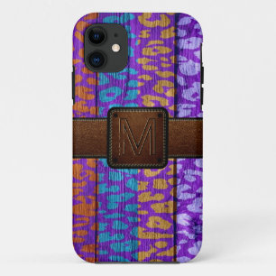 Leopard Skin Wood Bruin leder iPhone 11 Hoesje