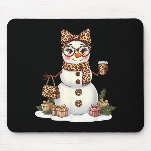 Leopard Snowman With Sungles Funny Christmas Women Muismat (Voorkant)
