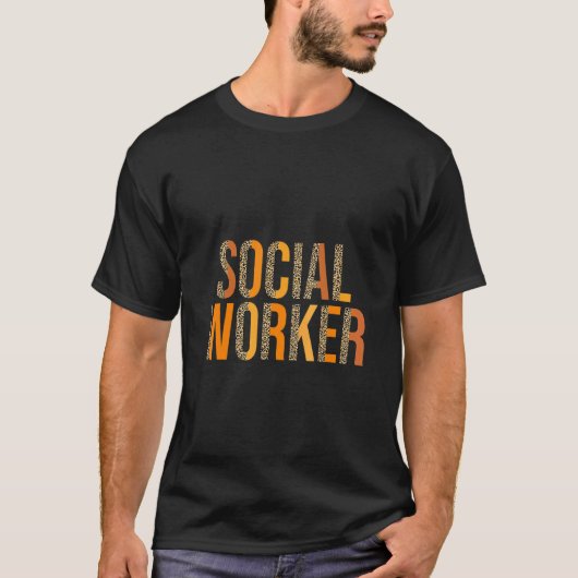 Leopard Social Worker  Job Title School Worker T-shirt (Voorkant)