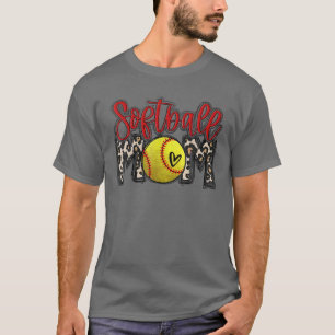 Leopard Softball Mom Softball Game Day Vibes Mothe T-shirt