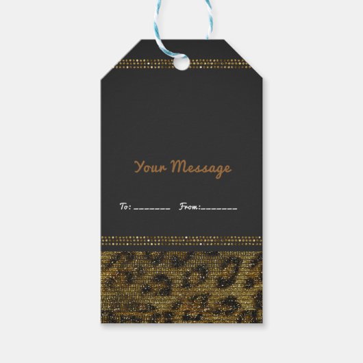 Leopard Sparkle Sequins Glam Chic Elegant Modern Cadeaulabel (Voorkant)