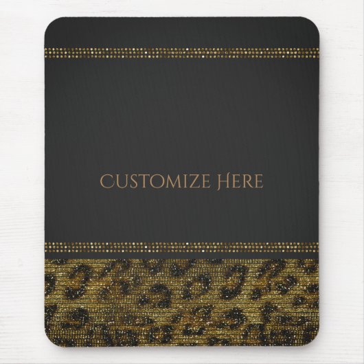 Leopard Sparkle Sequins Glam Chic Modern Bling Muismat (Voorkant)