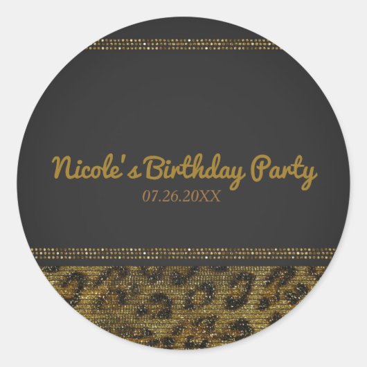 Leopard Sparkle Sequins Glam Chic Modern Party Ronde Sticker (Voorkant)