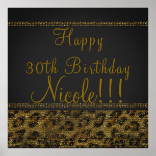Leopard Sparkle Sequins Glam Party Poster Banner