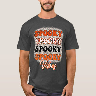 Leopard Spooky Vibes Funny Halloween Mannen W T-shirt