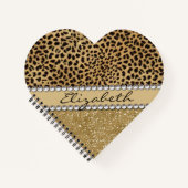 Leopard Spot Gold Glitter Rhinestone Love Notitieboek (Voorkant)
