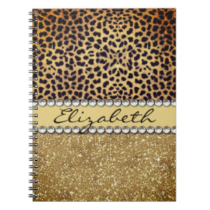 Leopard Spot Gold Glitter Rhinestone Notitieboek
