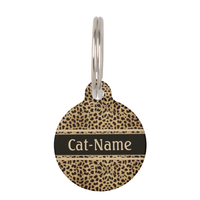 Leopard Spot Huid Gepersonaliseerd Huisdierpenning (Voorkant)