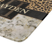 Leopard Spot Marble Monogram Naam Snijplank (Hoek)