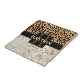Leopard Spot Marble Monogram Tegeltje (Zijkant)