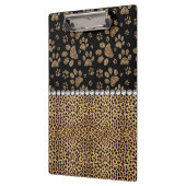 Leopard Spot Paw Prins Rhinestone FOTO PRINT Klembord (Links)