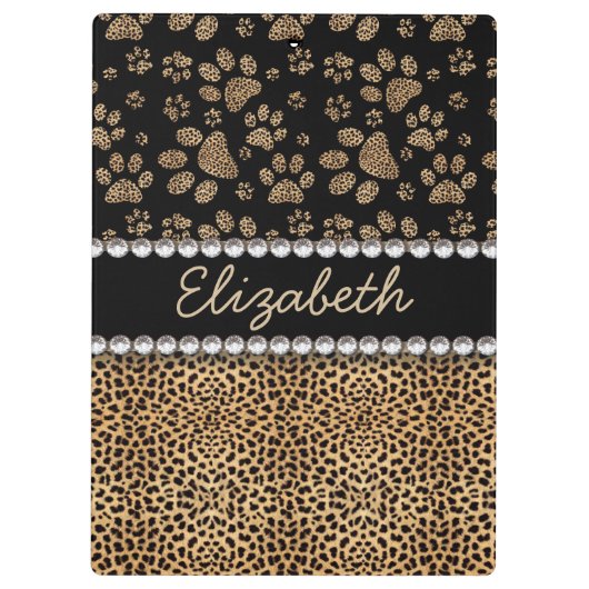 Leopard Spot Paw Prins Rhinestone FOTO PRINT Klembord (Achterkant)