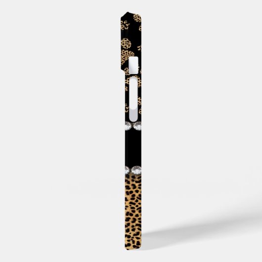 Leopard Spot Paw Prints Rhinestone Case-Mate iPhone Case (Achterkant / Links)