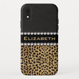 Leopard Spot Rhinestone Diamonds Monogram PHOTO iPhone XR Hoesje