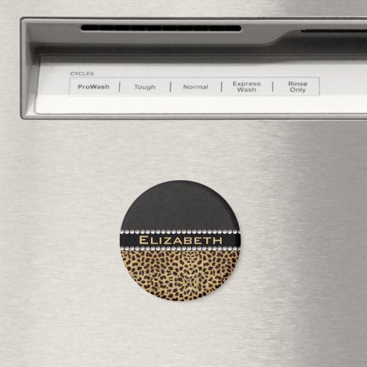 Leopard Spot Rhinestone Diamonds Monogram PHOTO Magneet (Insitu (Vaatwasser))