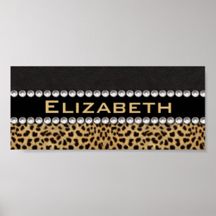 Leopard Spot Rhinestone Diamonds Monogram PHOTO Poster