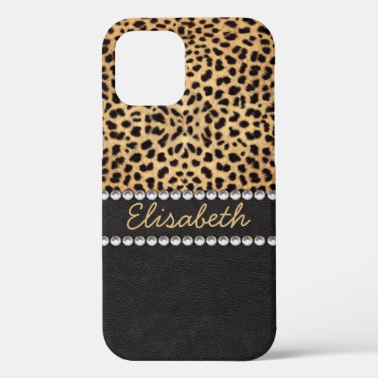 Leopard Spot Rhinestone Diamonds Naam toevoegen Case-Mate iPhone Case (Achterkant)