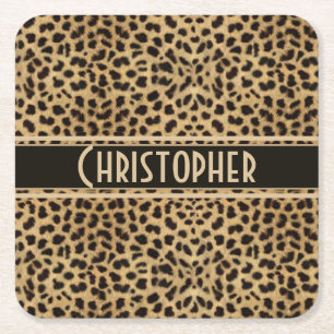 Leopard Spot Skin Print Personated Vierkante Kartonnen Onderzetter