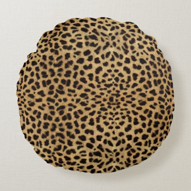 Leopard Spot Skin Print Rond Kussen (Voorkant)