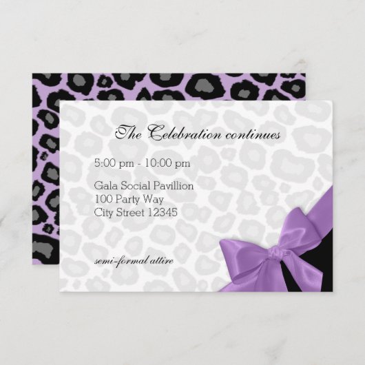 Leopard Spots en Paarse lint Informatie Kaart (Voorkant / Achterkant)