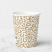 Leopard Spots Goud en Wit Dierenprint Patroon Papieren Bekers (Achterkant)