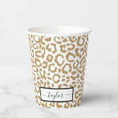 Leopard Spots Goud en Wit Dierenprint Patroon Papieren Bekers (Links)