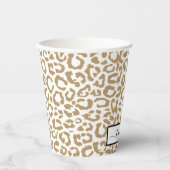 Leopard Spots Goud en Wit Dierenprint Patroon Papieren Bekers (Voorkant)