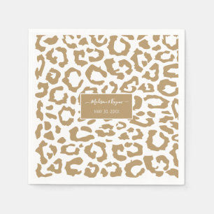 Leopard Spots Goud en Wit Dierenprint Patroon Servet