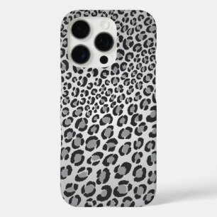 Leopard Spots Grey and Black Animal Print Pattern iPhone 16 Pro Hoesje