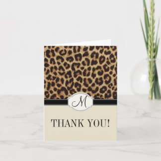 Leopard Spots Monogram Dank je Bedankkaart
