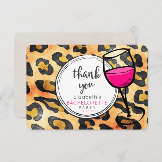 Leopard Spots Pattern Bachelorette Party Bedankt (Voorkant / Achterkant)