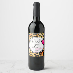 Leopard Spots Pattern Dank u Bachelorette Wijn Etiket
