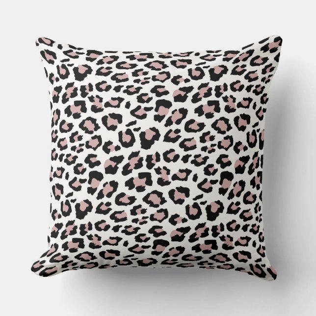 Leopard Spots Roos Roze zwart proefschrift Kussen (Voorkant)