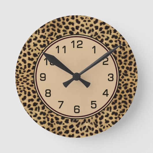 Leopard Spots Skin Numbers Ronde Klok (Voorkant)