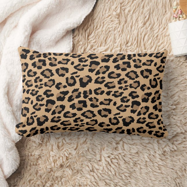 Leopard Spots Tan Brown Animal Print Patroon Kussen (Deken)