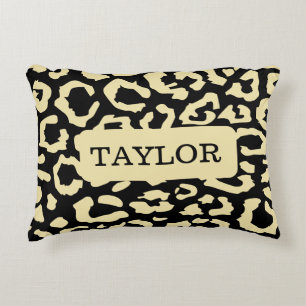 Leopard Spots Zwart en Goud Dierenprint Patroon Accent Kussen