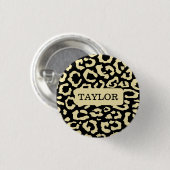 Leopard Spots Zwart en Goud Dierenprint Patroon Ronde Button 3,2 Cm (Voorkant /achterkant)